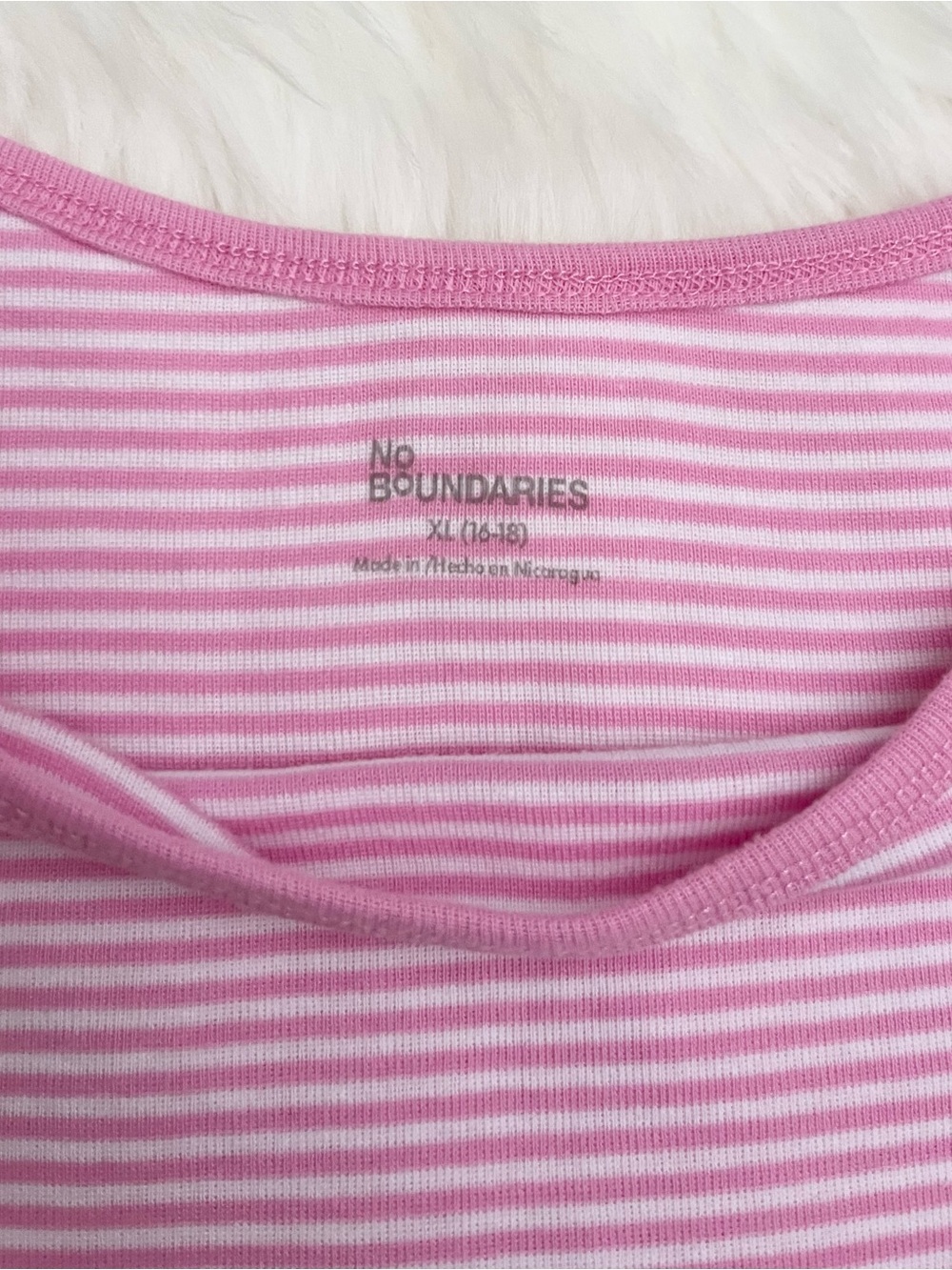 No Boundaries Pink & White Striped Tank Top - Picture 2 of 3